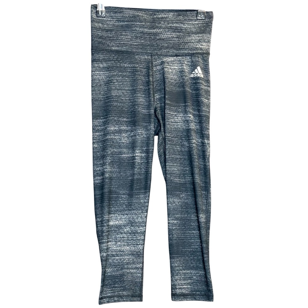 Adidas Performance High Rise Black Gray Athletic Leggings Capris Sz XS Inseam 20